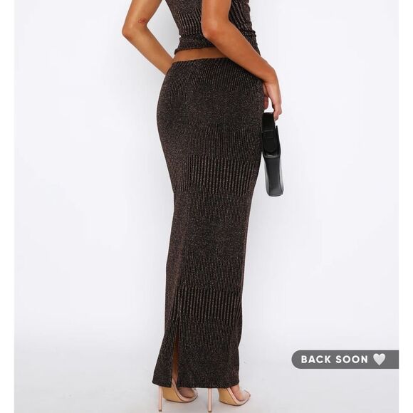 White Fox Never Again Maxi Skirt Bronze XS Nwt - Picture 4 of 6